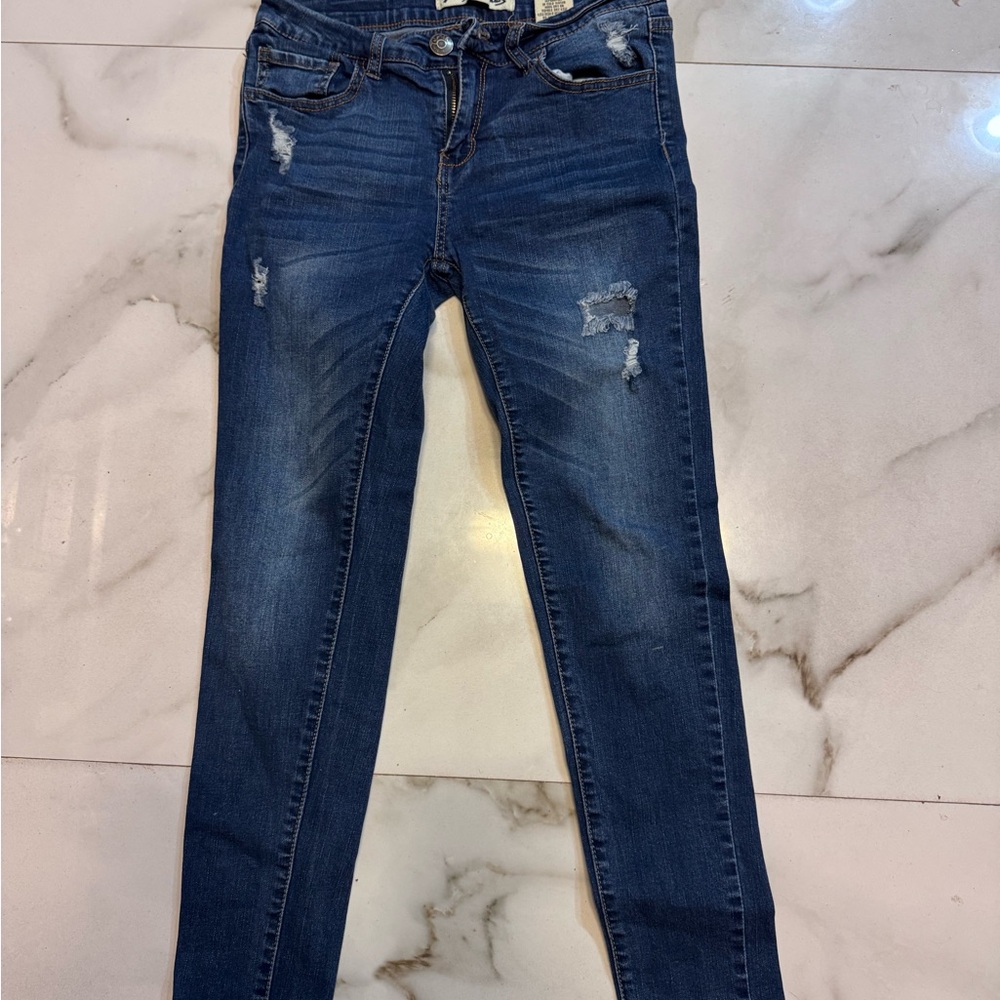 Paris Blues Dark Blue Distressed Skinny Jeans